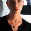 ALBASIMI: Snake Skin Chain with Zirconia (CZ) Embedded Clasp & Asymmetrical Circle Pendent.