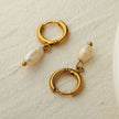 ALEX Gold: Mini Hoop Earrings with Natural Freshwater Pearl Charm – Elegance in Every Detail