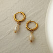 ALEX Gold: Mini Hoop Earrings with Natural Freshwater Pearl Charm – Elegance in Every Detail