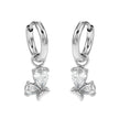 ALEXANDER White Gold (Silver Toned): Vintage Inspired Hoops with Abstract Zirconia Charms