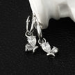 ALEXANDER White Gold (Silver Toned): Vintage Inspired Hoops with Abstract Zirconia Charms