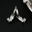 ALEXANDER White Gold (Silver Toned): Vintage Inspired Hoops with Abstract Zirconia Charms
