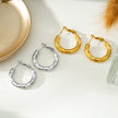 ALFRISTON White Gold (Silver Toned): Mid-Width Hoops Embedded with Zirconia (CZ) Gemstones