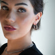 ALFRISTON White Gold (Silver Toned): Mid-Width Hoops Embedded with Zirconia (CZ) Gemstones
