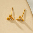 ALIVALDA Or : Mini boucles d'oreilles à puces en forme de 'V' avec zircone (CZ)