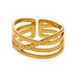 ALOIS: Cross Over Multi Stacked Textured Gold Ring