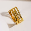 ALOIS: Cross Over Multi Stacked Textured Gold Ring