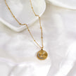 AMASA: Beaded Chain with Star & Pavé Crescent Moon Zirconia Charm - Gold