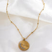AMASA: Beaded Chain with Star & Pavé Crescent Moon Zirconia Charm - Gold