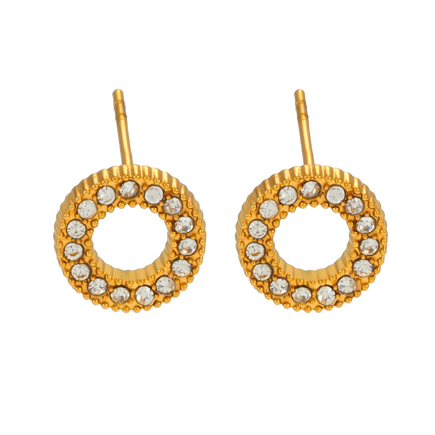 AMATOLE Gold : Boucles d'oreilles mini-puces en forme de cercle rayonnant