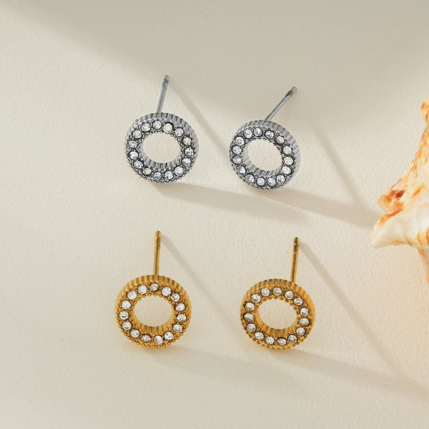 AMATOLE Gold : Boucles d'oreilles mini-puces en forme de cercle rayonnant