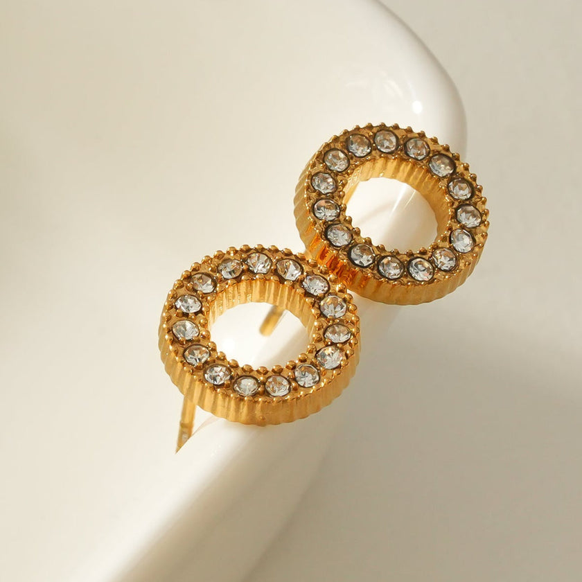 AMATOLE Gold : Boucles d'oreilles mini-puces en forme de cercle rayonnant