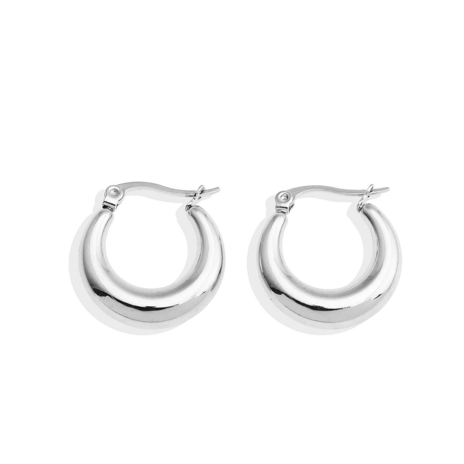 AMBER-MESSINA Chunky Hoop Silver Earrings