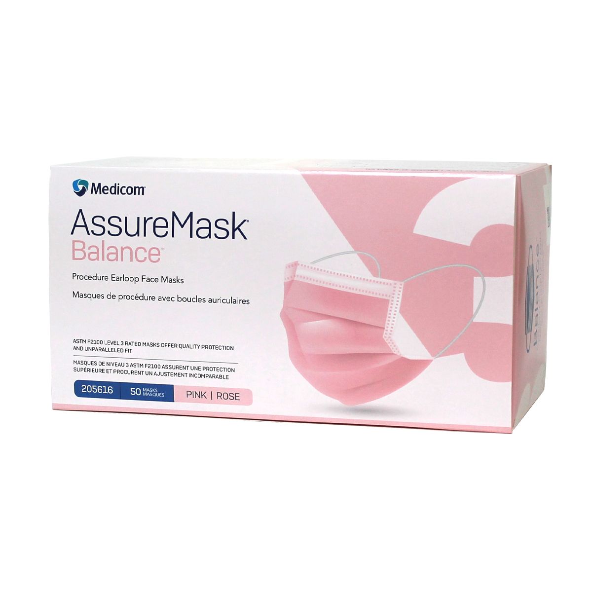 Masque médical AMD Medicom - Assure Level 3 rose (50)