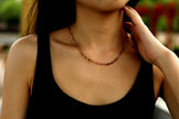 AMMA Gold : Collier à chaîne avec maillons plats et perles ovales