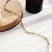 AMMA Gold : Collier à chaîne avec maillons plats et perles ovales