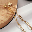 AMMA Gold : Collier à chaîne avec maillons plats et perles ovales