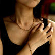 AMMA Gold : Collier à chaîne avec maillons plats et perles ovales
