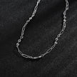 AMMA Silver (White Gold) Paper-Clip & Oval-Beads Chain Necklace