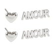 AMOUR & SYMBLE DE CŒUR – Boucles d'oreilles à puces en forme de cœur, en or blanc argenté, pour un look romantique et élégant (lot de 2 paires)