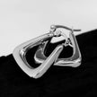ANIKA: White Gold (Silver Toned) Triangular Chunky Mini Hoop Earrings