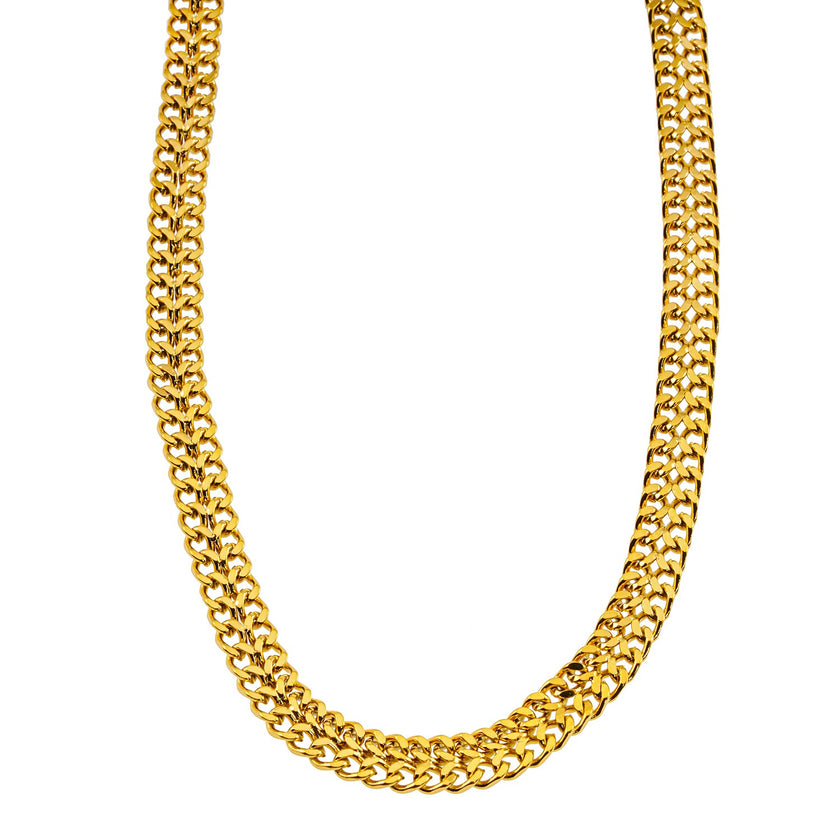 ANIMA: Intricate Wide Width Singular Twin Chain Necklace