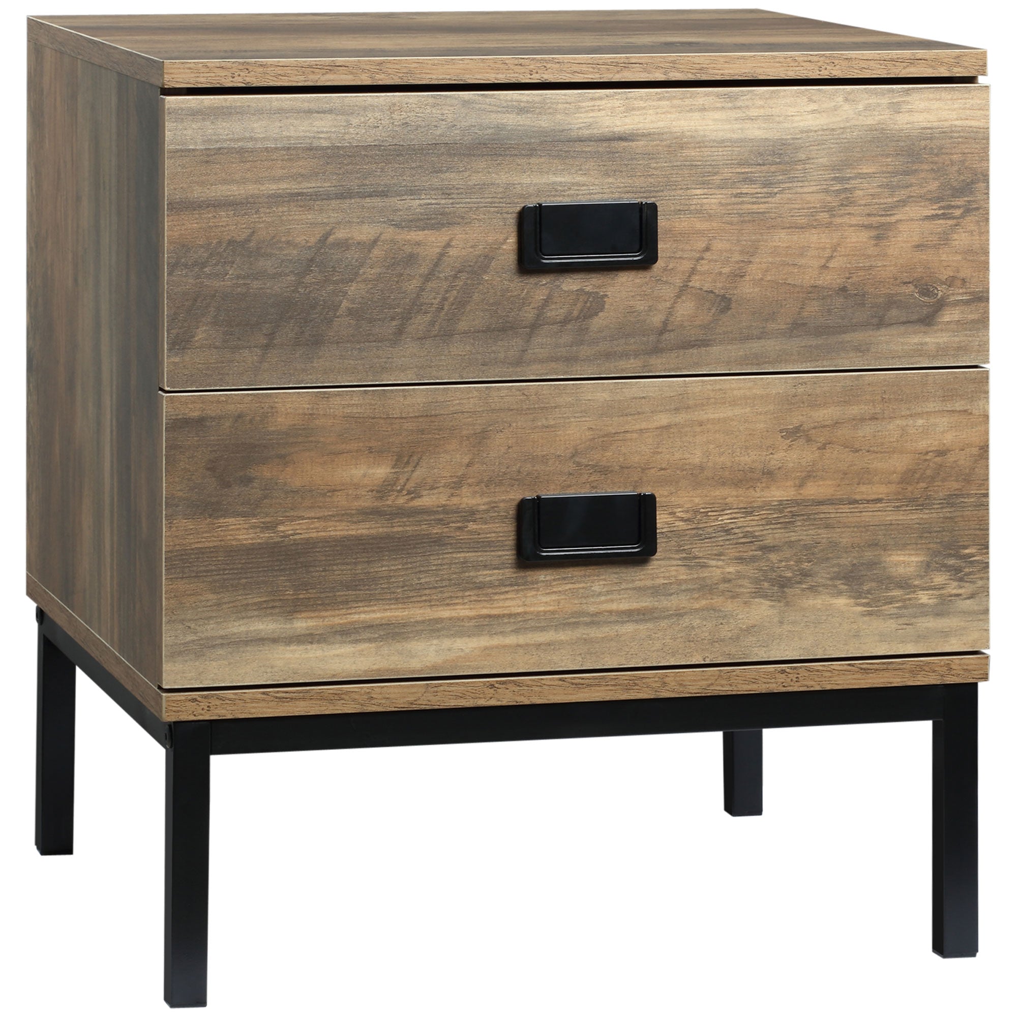 Wallace Nightstand with with 2 Drawers and Steel Frame Legs-Coffee