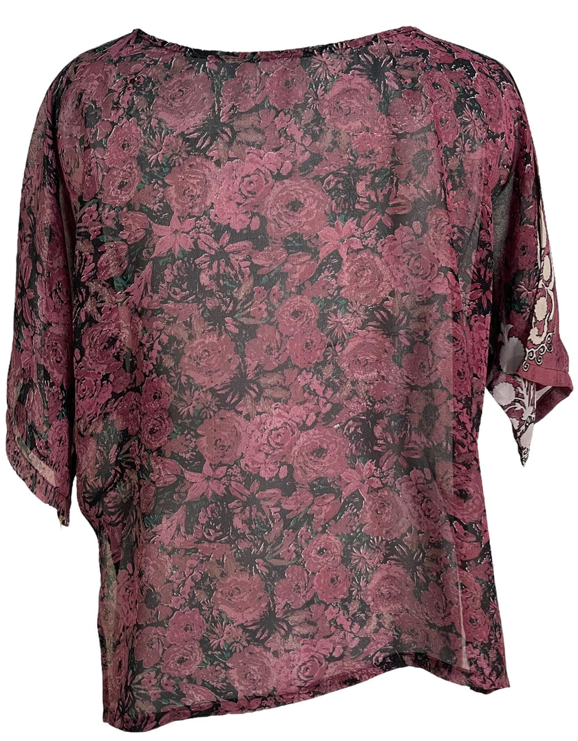 PRG6319 Sheer Avatar Pure Silk Side Slit Top