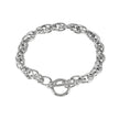 ARDA Silver (White Gold): Chunky Intricate Multi-Link Bracelet with Circle & T-Stopper