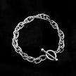 ARDA Silver (White Gold): Chunky Intricate Multi-Link Bracelet with Circle & T-Stopper