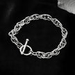 ARDA Silver (White Gold): Chunky Intricate Multi-Link Bracelet with Circle & T-Stopper
