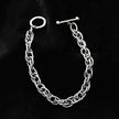 ARDA Silver (White Gold): Chunky Intricate Multi-Link Bracelet with Circle & T-Stopper