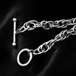 ARDA Silver (White Gold): Chunky Intricate Multi-Link Bracelet with Circle & T-Stopper