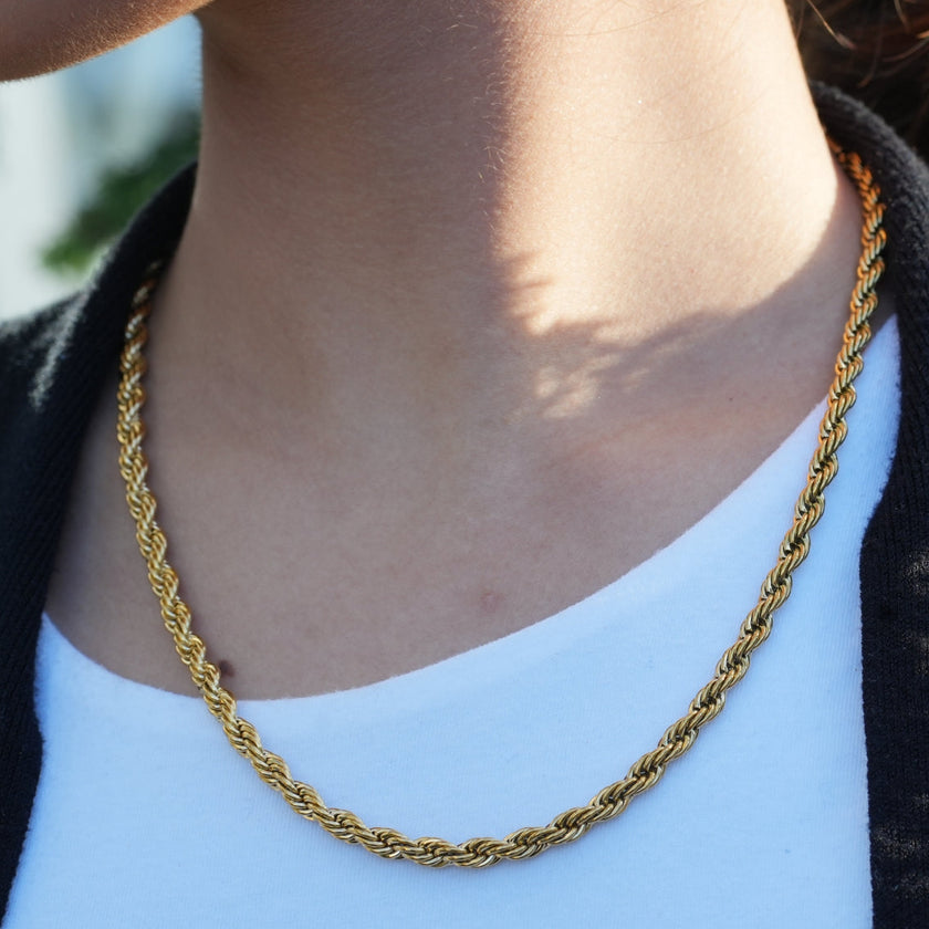 ARKELEY Gold: Chunky Rope Chain Textured Necklace