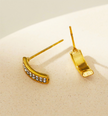 ASTRID: Minimalist Pavé Zirconia Curved Bar Stud Earrings Gold