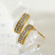 ASTRID: Minimalist Pavé Zirconia Curved Bar Stud Earrings Gold