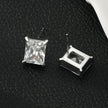 ATTAQUAS Silver: Vintage Carré Cut Zirconia (CZ) Daily Stud Earrings