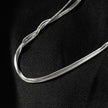 AVEZZANO White Gold (Silver Toned): Snake-Skin Textured Multi-Strand Chain Necklace - Exquisite Elegance