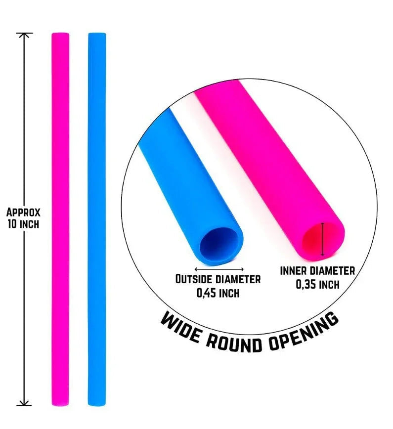 AWESOME REUSABLE RAINBOW SILICONE STRAWS (PACK OF 6 + CLEANING BRUSH)