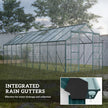 Aluminum Greenhouse Polycarbonate Walk-in Garden Greenhouse with Sliding Door, 20' x 8', Green