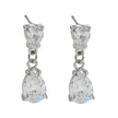 AYER: Radiance Duo Zirconia (CZ) Drop Stud Earrings in Silver Toned White Gold