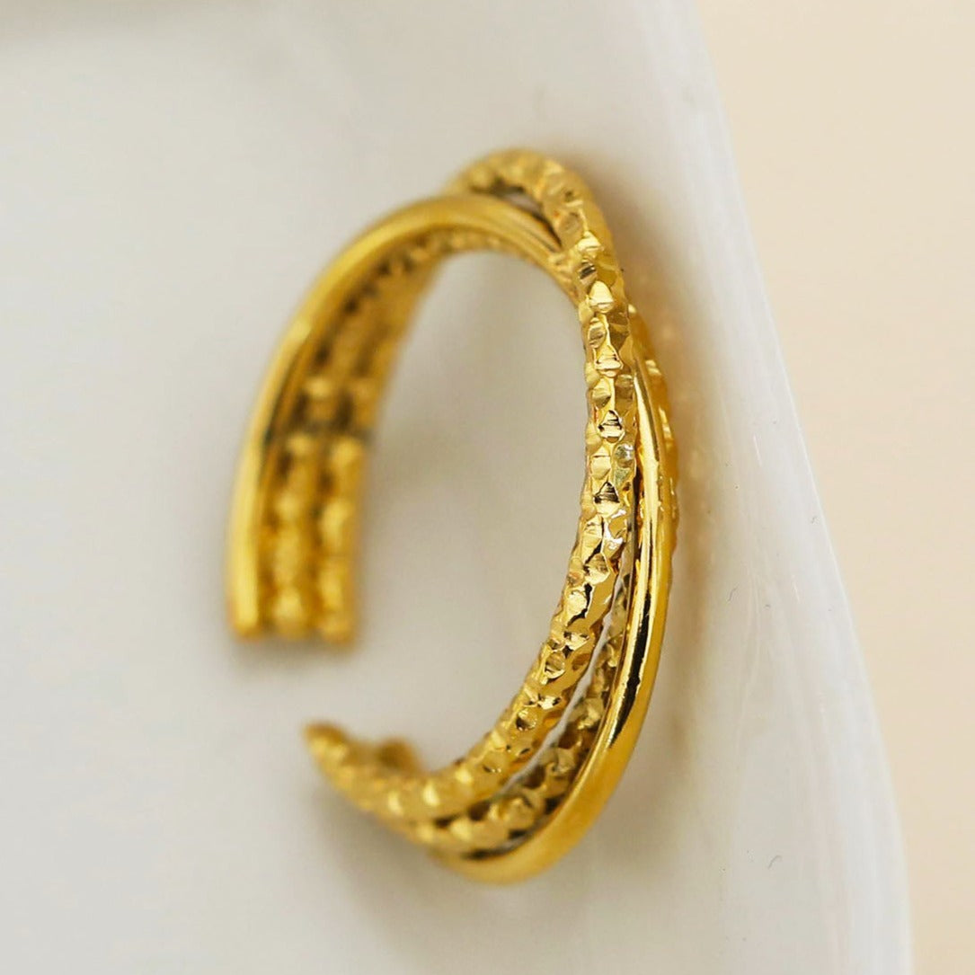 AZURA : Bague texturée contrastée à trois anneaux superposés