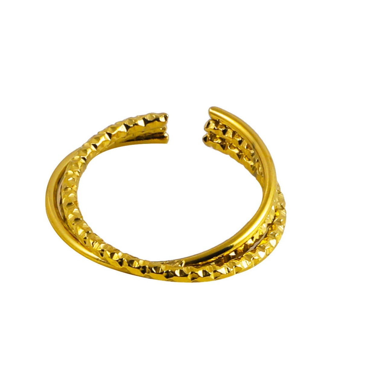 AZURA : Bague texturée contrastée à trois anneaux superposés