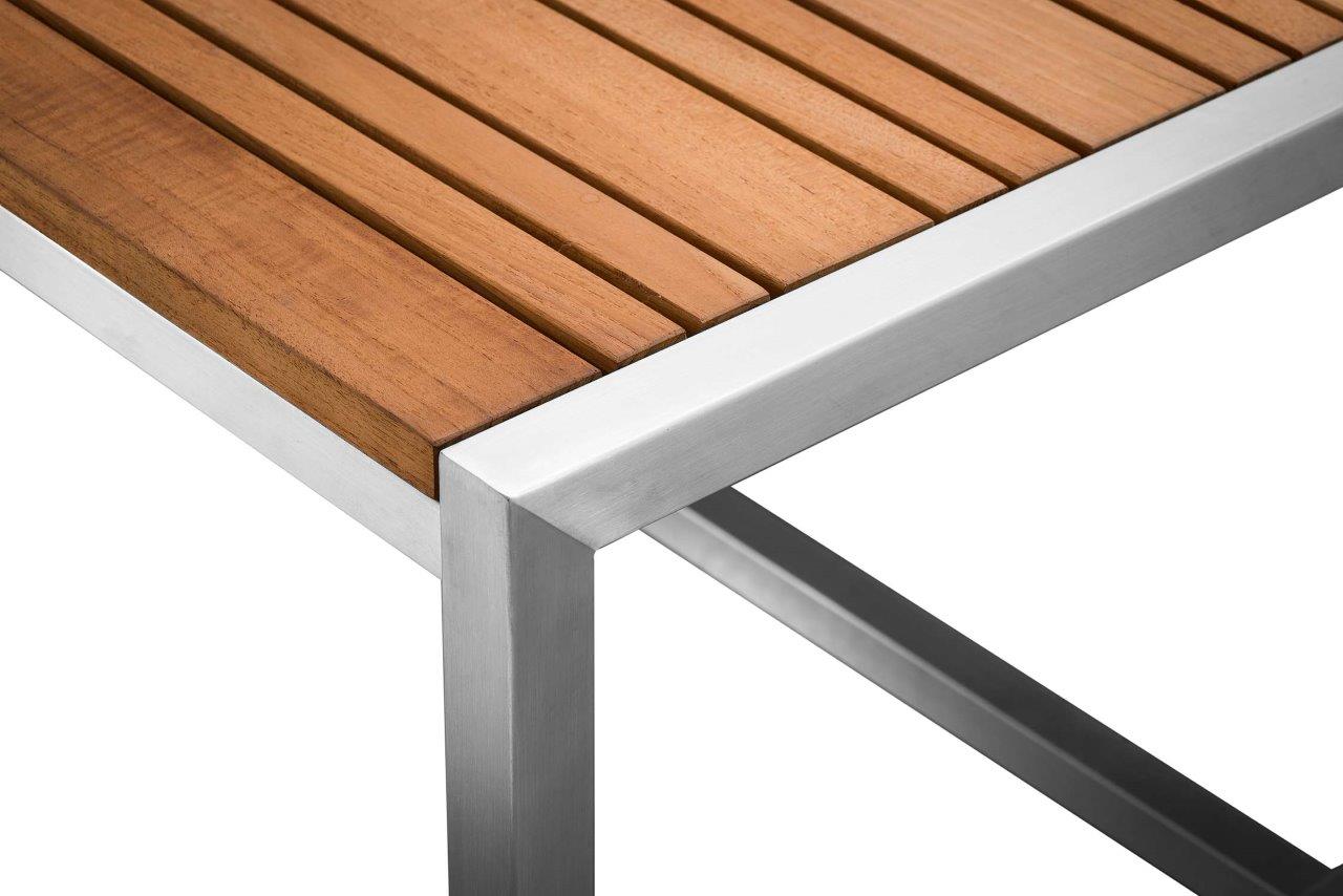 Pine Stainless Steel & Teak Outdoor Sling 2 Chairs Bistro Set