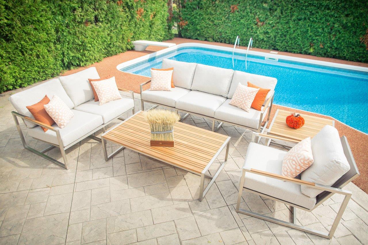 Acacia Stainless Steel Club Chair with Sunbrella® Cushions