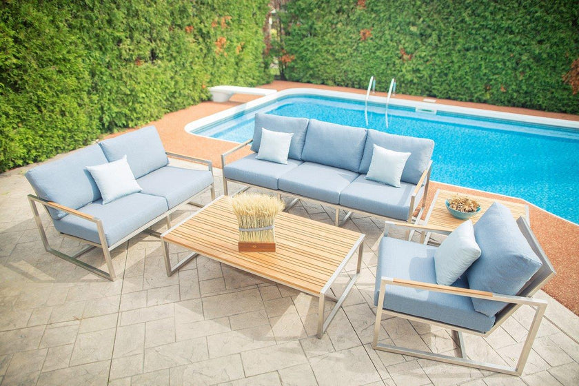 Acacia Stainless Steel Loveseat with Sunbrella® Cushions