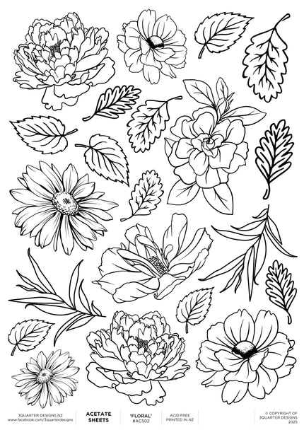 3Quarter Designs A4 Acetate - Floral