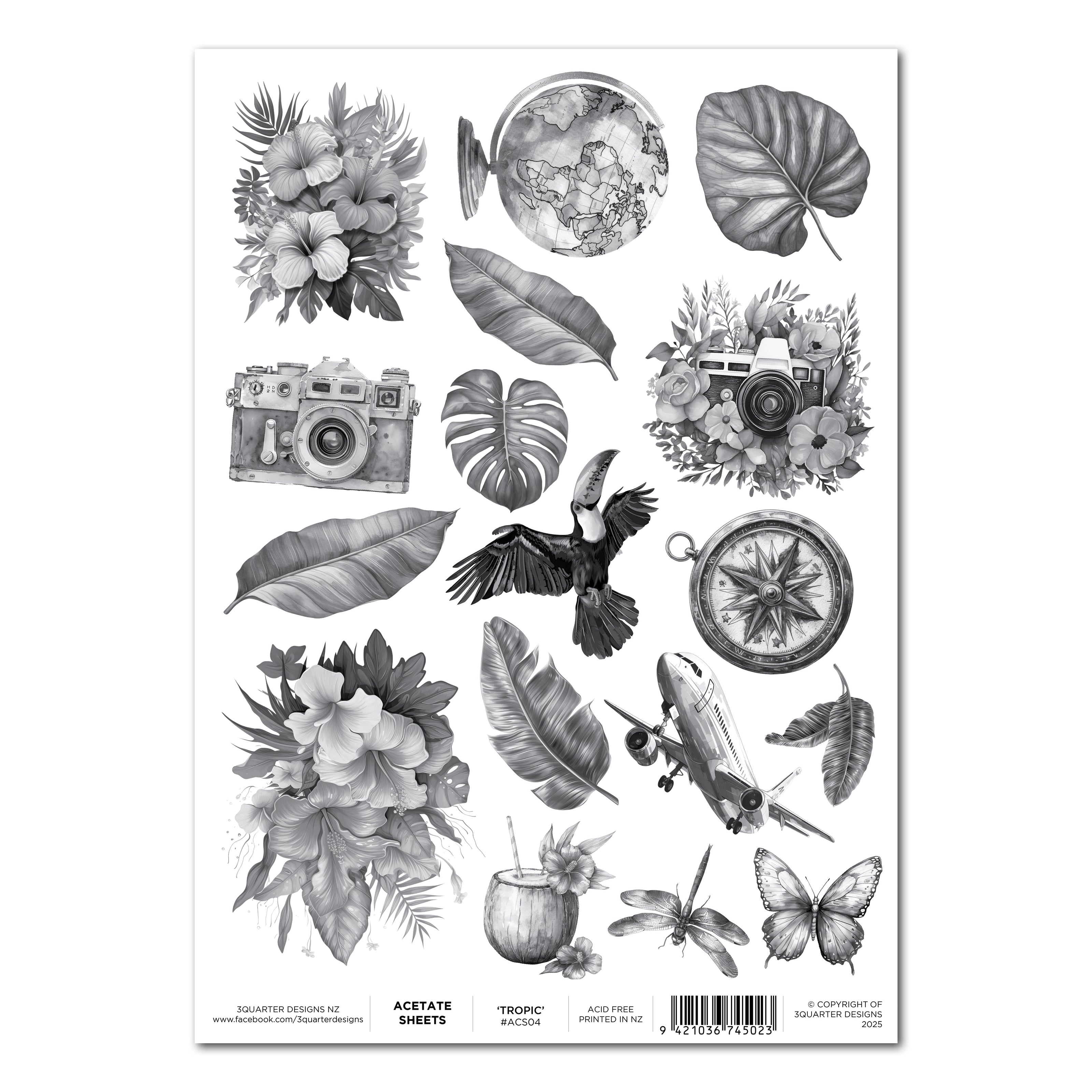 3Quarter Designs A4 Acetate - Tropic