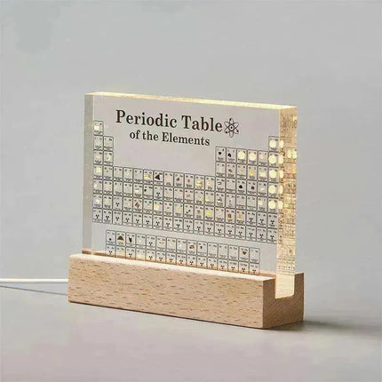 Acrylic Periodic Table: Real Element Samples + Light Base