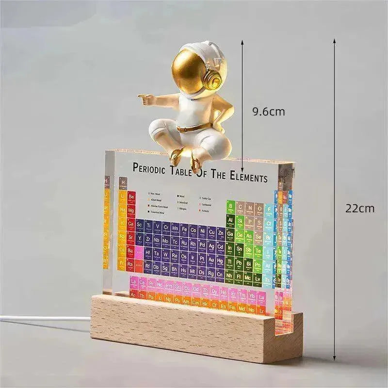 Acrylic Periodic Table: Real Element Samples + Light Base
